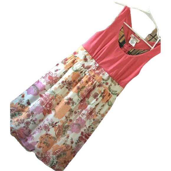 As U Wish Sz M Sleeveless halter solid top floral skirt Center tie back - Picture 1 of 7